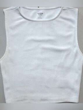 Express Body Contour Compression Cropped Tank Top White Sleeveless Size Small